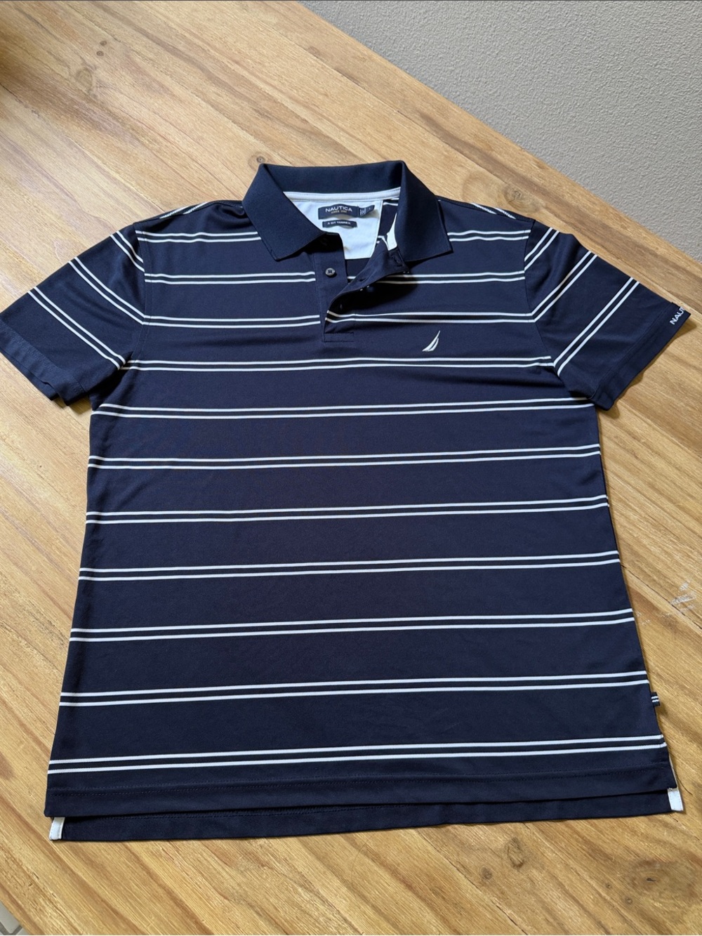 Nautica Men’s Performance Slim Fit Polo - Navy with White Stripes